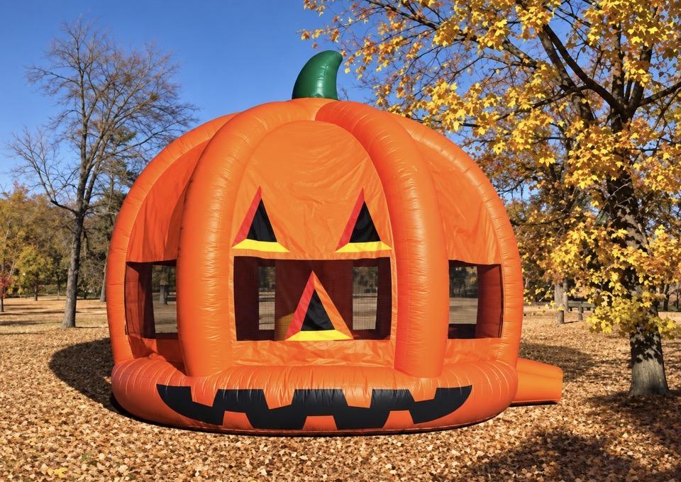 Pumpkin shaped bounce house